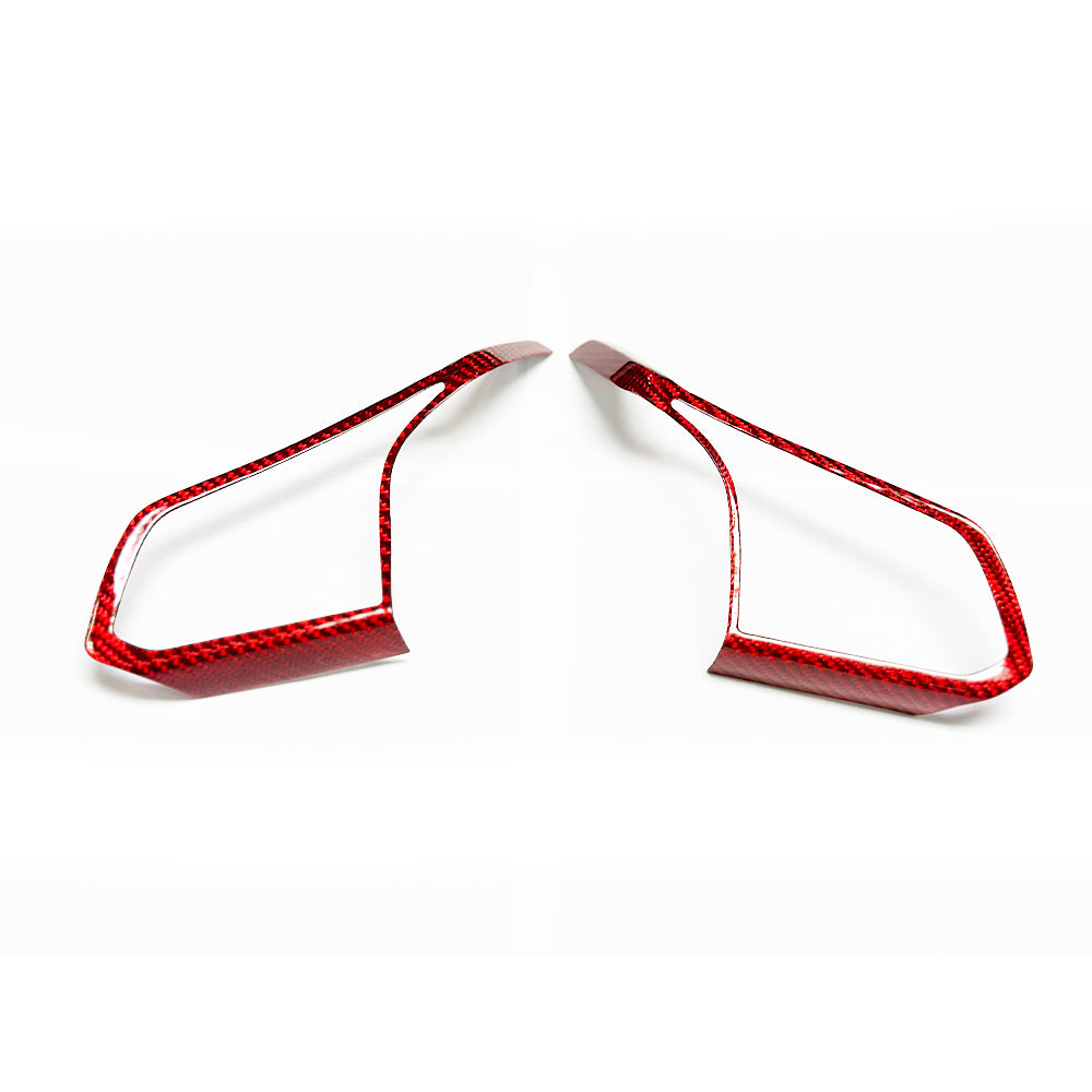 C8 Corvette Carbon Fiber Steering Wheel Chrome Button Trim Covers | Black/Red/Blue
