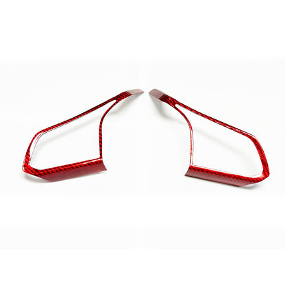 C8 Corvette Carbon Fiber Steering Wheel Chrome Button Trim Covers | Black/Red/Blue