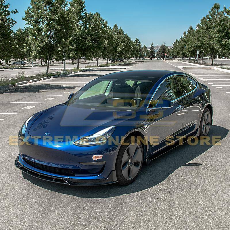 2017 - 24 Tesla Model 3 Gloss Black Performance Front Splitter