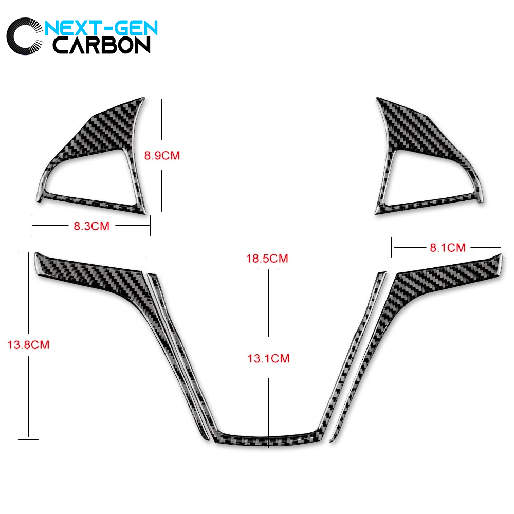 2013-15 Camaro Real Carbon Fiber Steering Wheel Trim Cover Kit | Black / Red Carbon