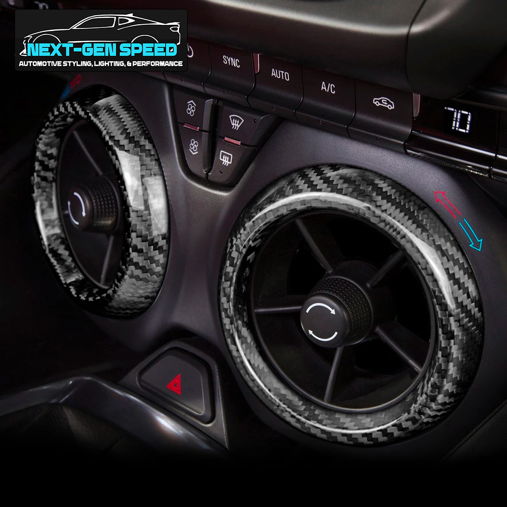 2016 - 24 Camaro Carbon Fiber Interior Air Vent Bezel Ring Covers (Black / Red / Blue)