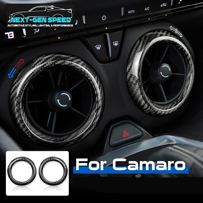 2016 - 24 Camaro Carbon Fiber Interior Air Vent Bezel Ring Covers (Black / Red / Blue)