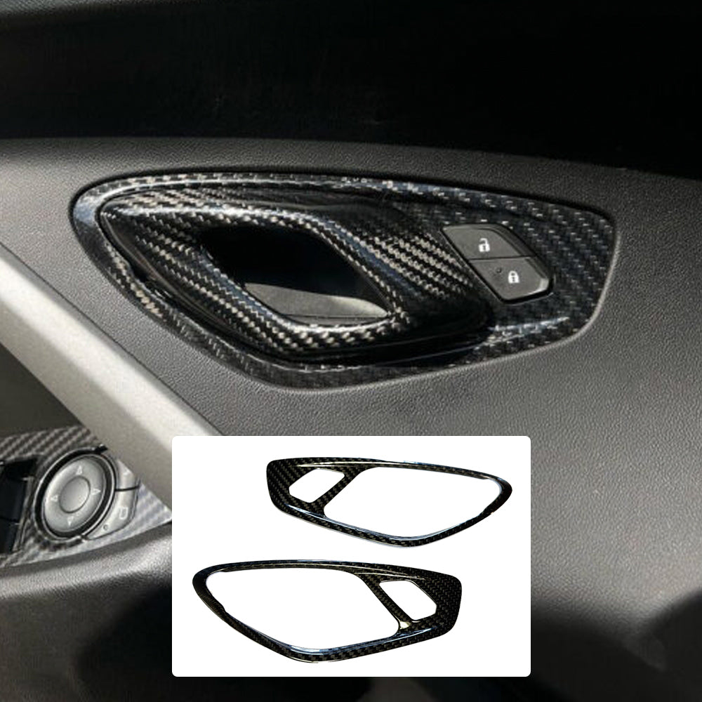 2016 - 24 Camaro Real Carbon Fiber Interior Door Handle Surround Covers | Next-Gen Carbon