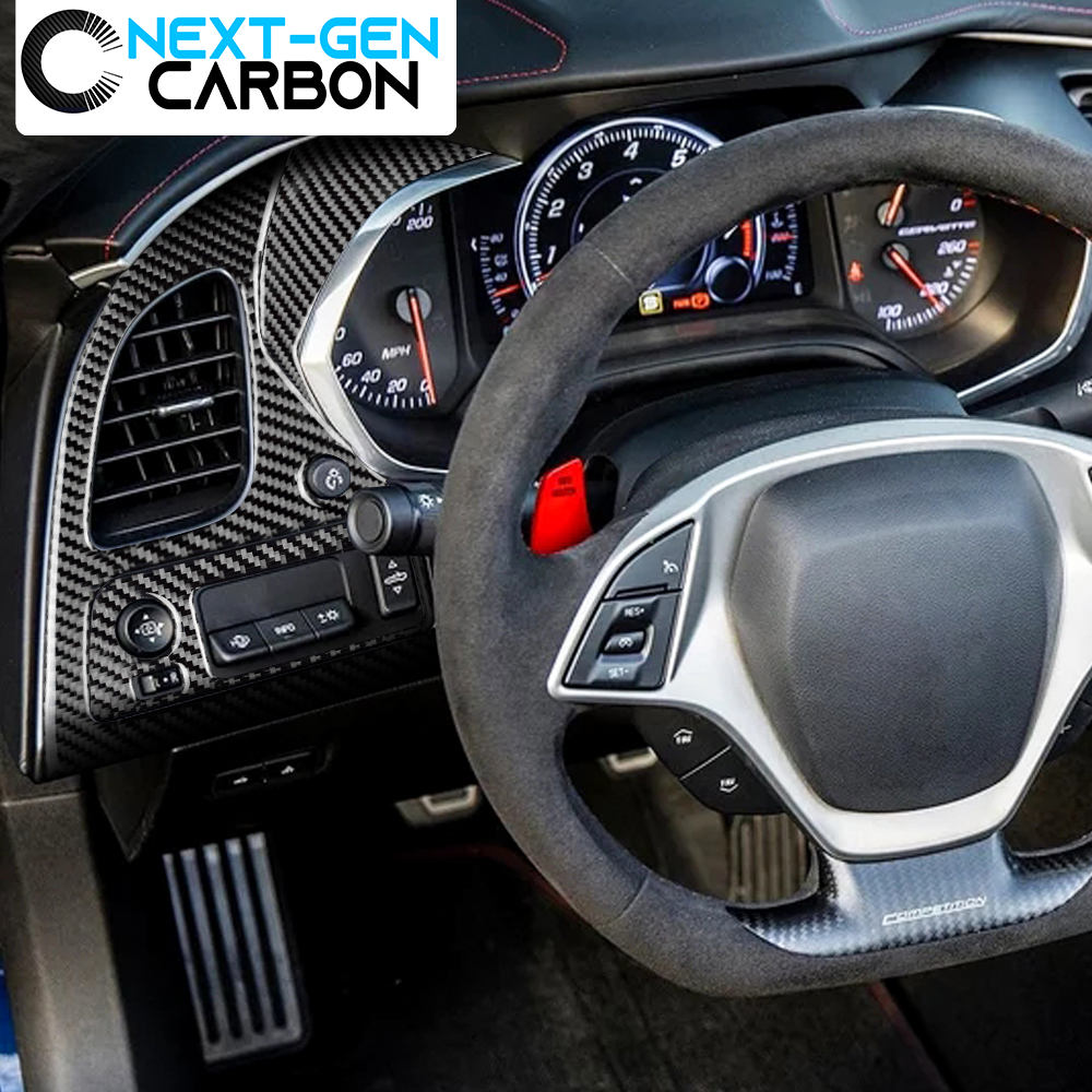 2014-2019 C7 Corvette Carbon Fiber Radio + Dashboard Panel Overlay Cover Kit | Next-Gen Carbon