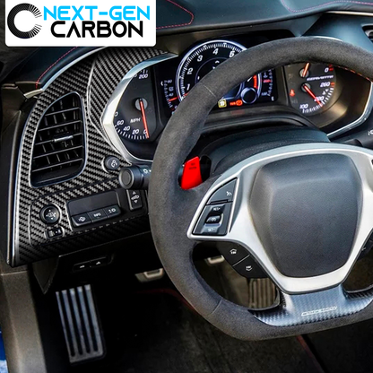 2014-2019 C7 Corvette Carbon Fiber Radio + Dashboard Panel Overlay Cover Kit | Next-Gen Carbon