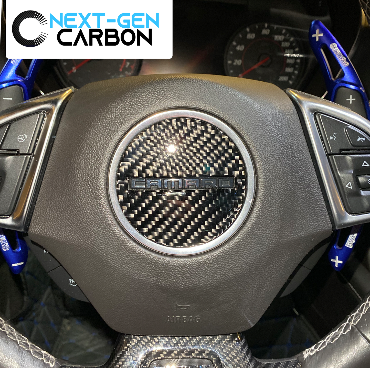 2016 - 24 Camaro Carbon Fiber Center Steering Wheel Cover | Next-Gen Carbon