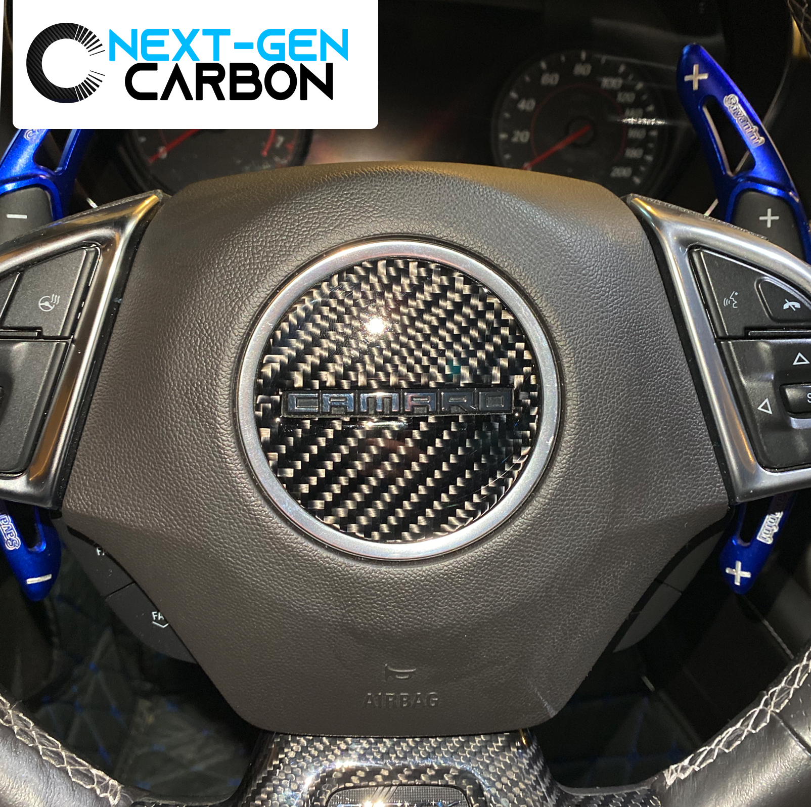2016 - 24 Camaro Carbon Fiber Center Steering Wheel Cover | Next-Gen Carbon