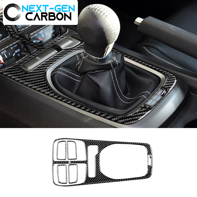 2010 - 15 Camaro Real Carbon Fiber Center Console Cover Overlay Kit | Black / Red Carbon