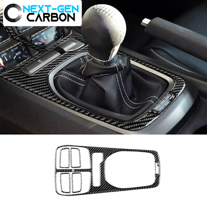 2010 - 15 Camaro Real Carbon Fiber Center Console Cover Overlay Kit | Black / Red Carbon