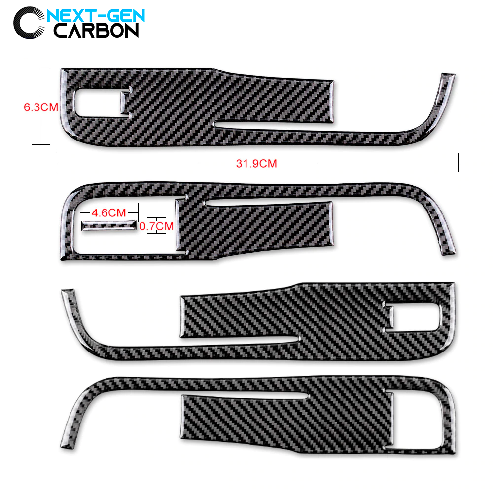 2010 - 12 Camaro Real Carbon Fiber Window Switch Panel Overlays (Coupe/Convertible) | Black / Red Carbon