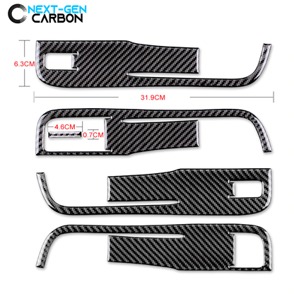 2010 - 12 Camaro Real Carbon Fiber Window Switch Panel Overlays (Coupe/Convertible) | Black / Red Carbon