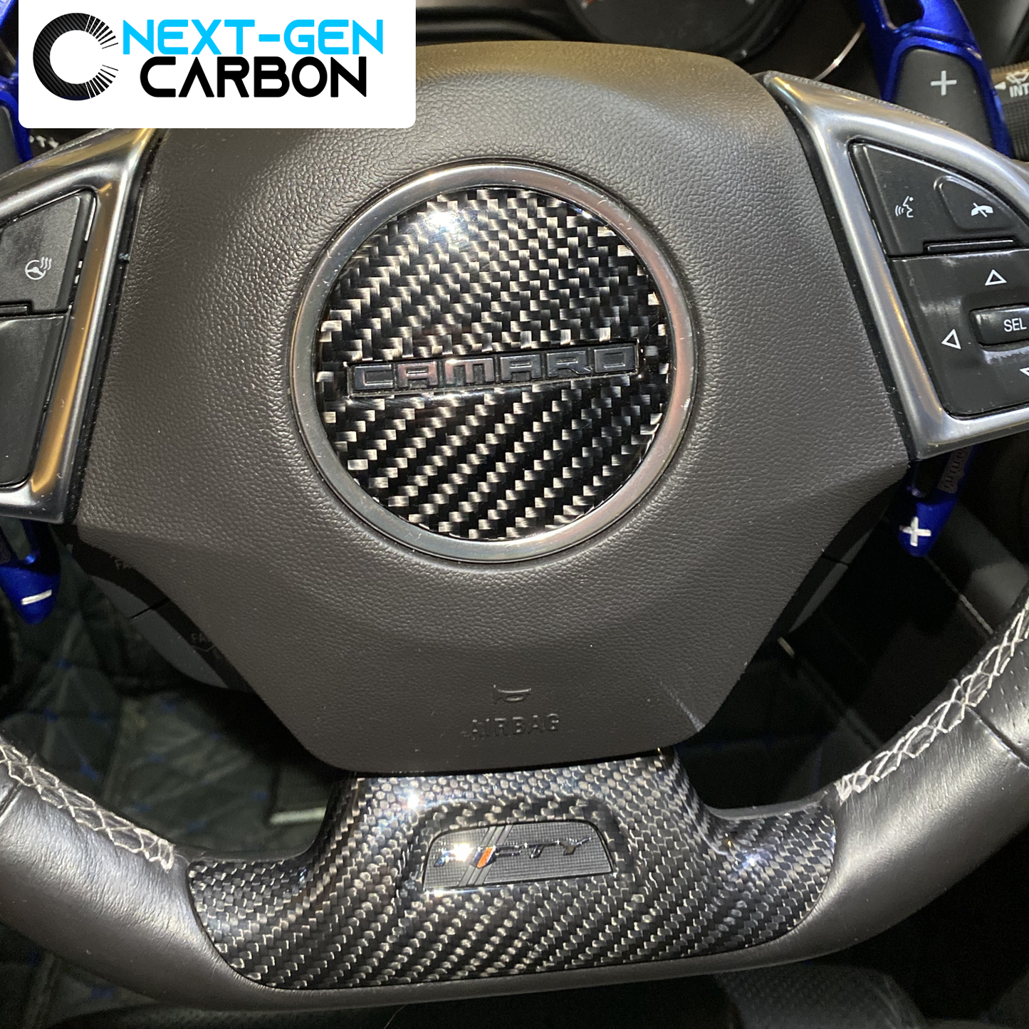 2016 - 24 Camaro Carbon Fiber Lower Steering Wheel Panel Cover (With Hole / Without Hole)