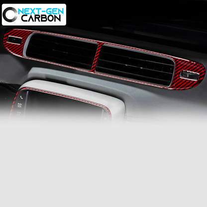 2013 - 15 Camaro Real Carbon Fiber Center Vent Cover Overlay | Black/Red Carbon Fiber