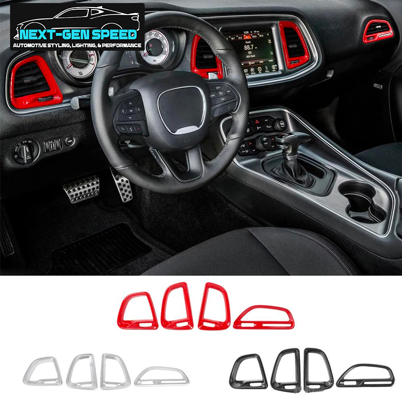 2015 - 24 Dodge Challenger Colored / Carbon Fiber Dashboard Vent Trim Kit
