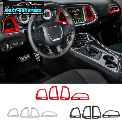 2015 - 24 Dodge Challenger Colored / Carbon Fiber Dashboard Vent Trim Kit