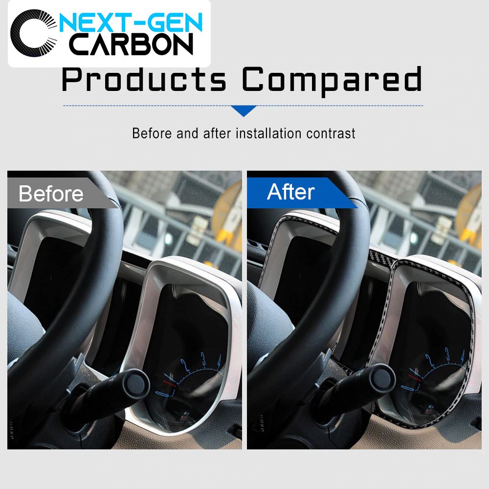 2010 - 15 Camaro Carbon Fiber Speedometer Trim Cover Kit | Black / Red Carbon