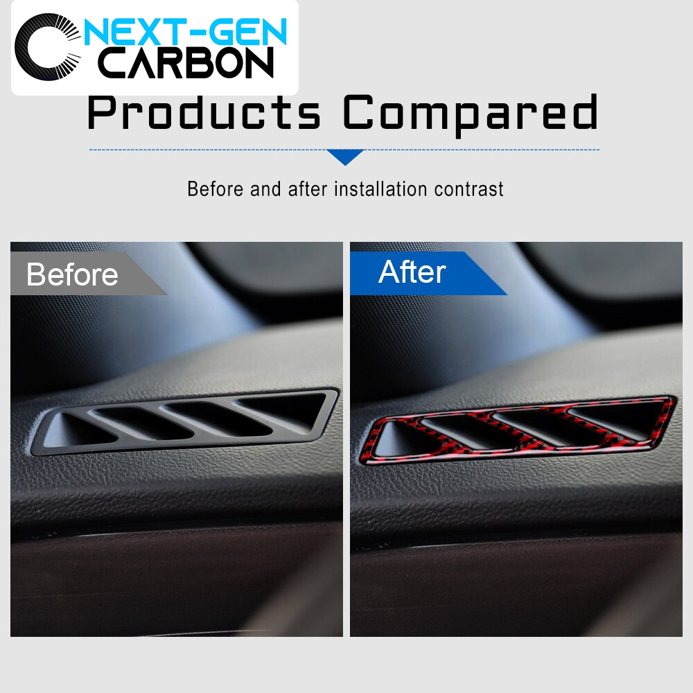 2010 - 15 Camaro Carbon Fiber Dashboard Vent Trim | Black / Red Carbon