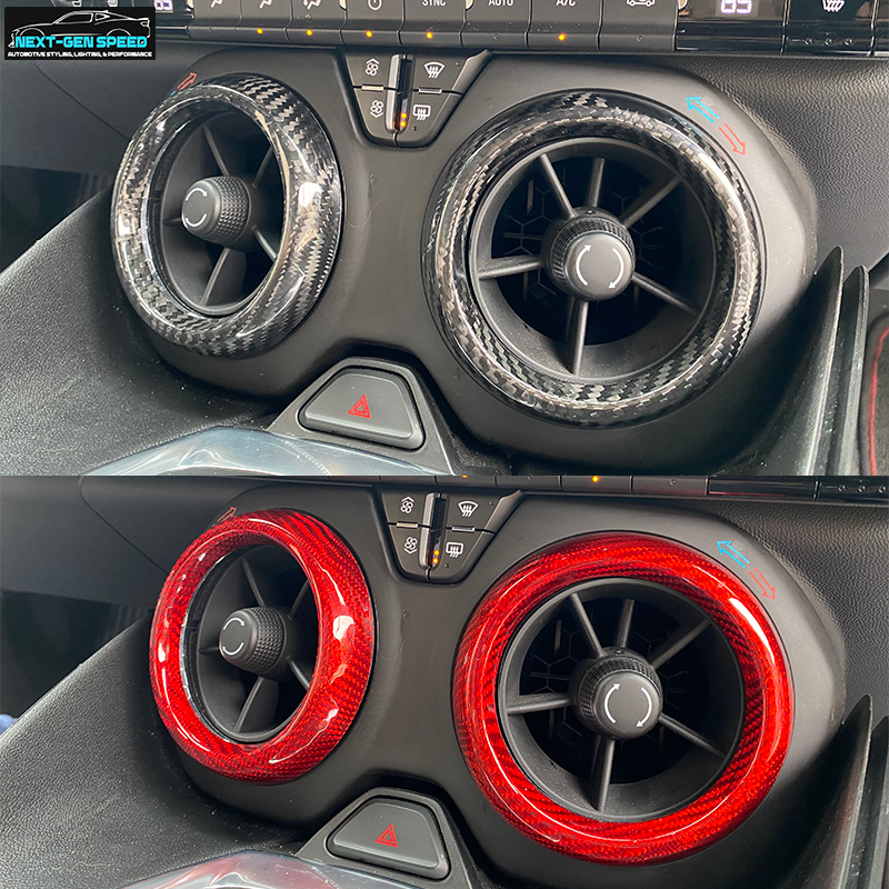 2016 - 24 Camaro Carbon Fiber Interior Air Vent Bezel Ring Covers (Black / Red / Blue)