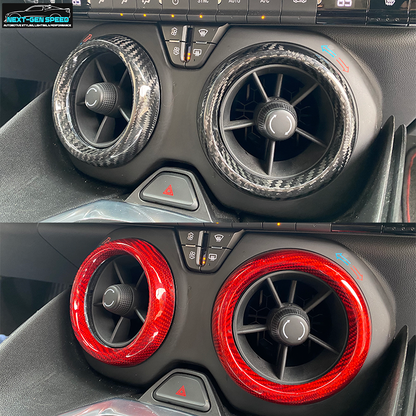 2016 - 24 Camaro Carbon Fiber Interior Air Vent Bezel Ring Covers (Black / Red / Blue)