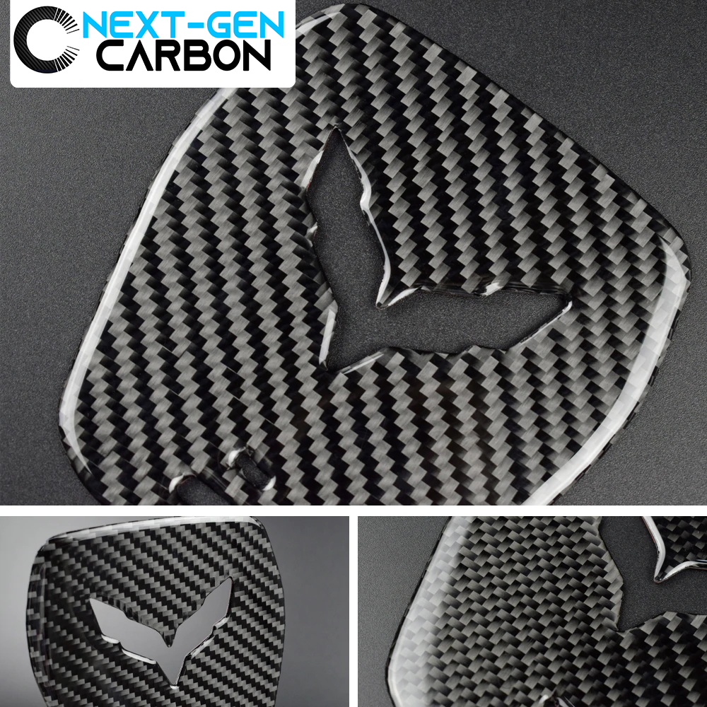 2014 - 19 C7 Corvette Real Carbon Fiber Center Steering Wheel Cover | Next-Gen Carbon