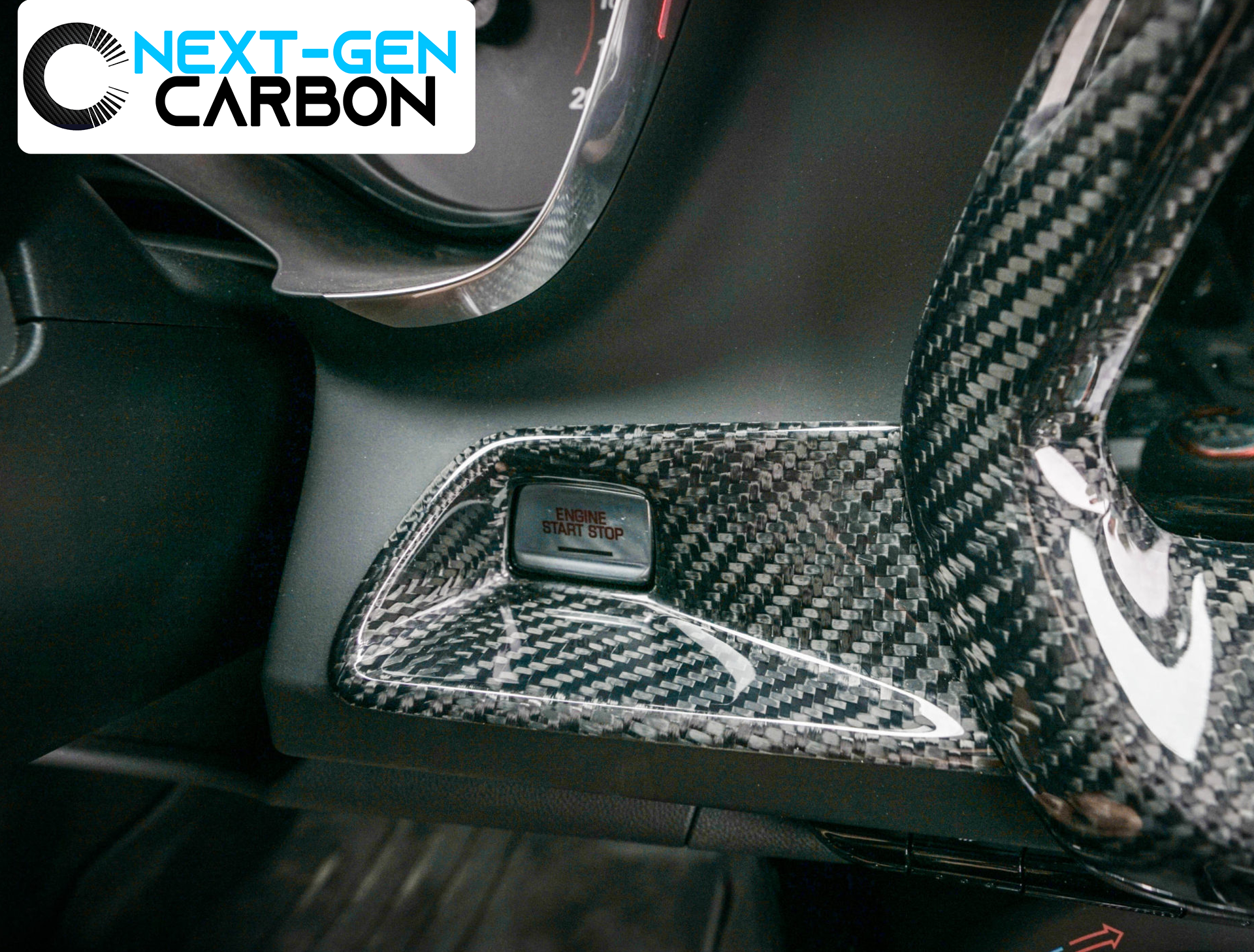 2016 - 24 Camaro Real Carbon Fiber Push Start Button Trim Cover | Next-Gen Carbon