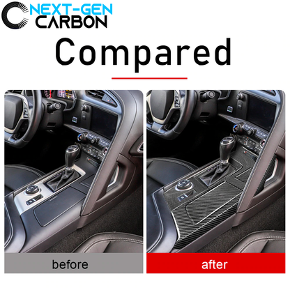 2014 - 19 C7 Corvette Carbon Fiber Center Console Overlay Cover Kit | Next-Gen Carbon