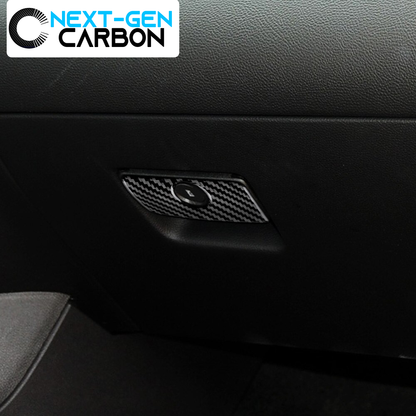 2010 - 15 Camaro Carbon Fiber Glove Box Handle Cover | Black / Red Carbon