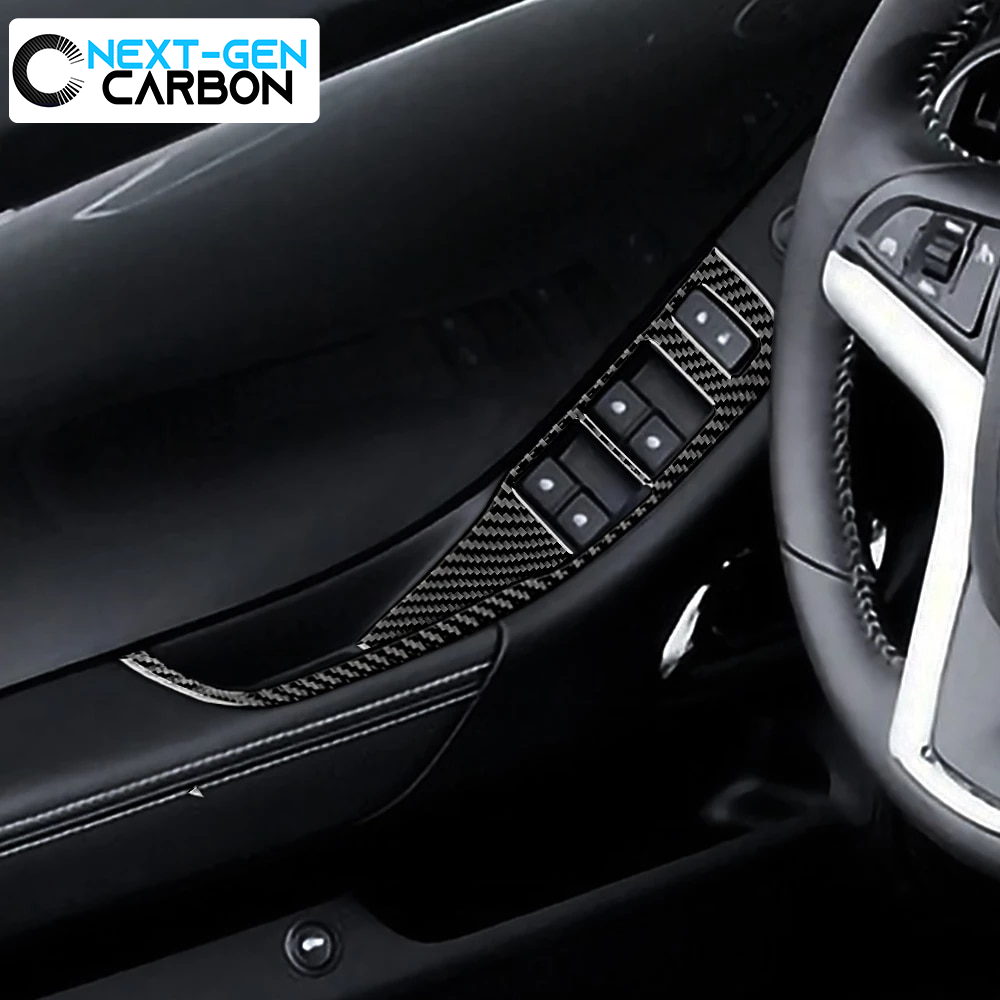 2013 - 15 Camaro Real Carbon Fiber Window Switch Panel Overlays (Coupe/Convertible) | Black, Red Carbon