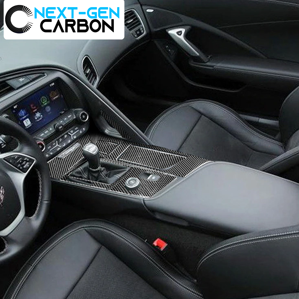 2014 - 19 C7 Corvette Carbon Fiber Center Console Overlay Cover Kit | Next-Gen Carbon
