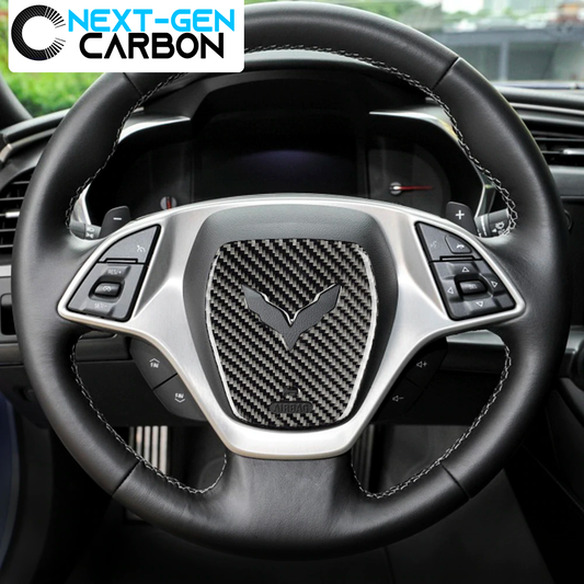 2014 - 19 C7 Corvette Real Carbon Fiber Center Steering Wheel Cover | Next-Gen Carbon