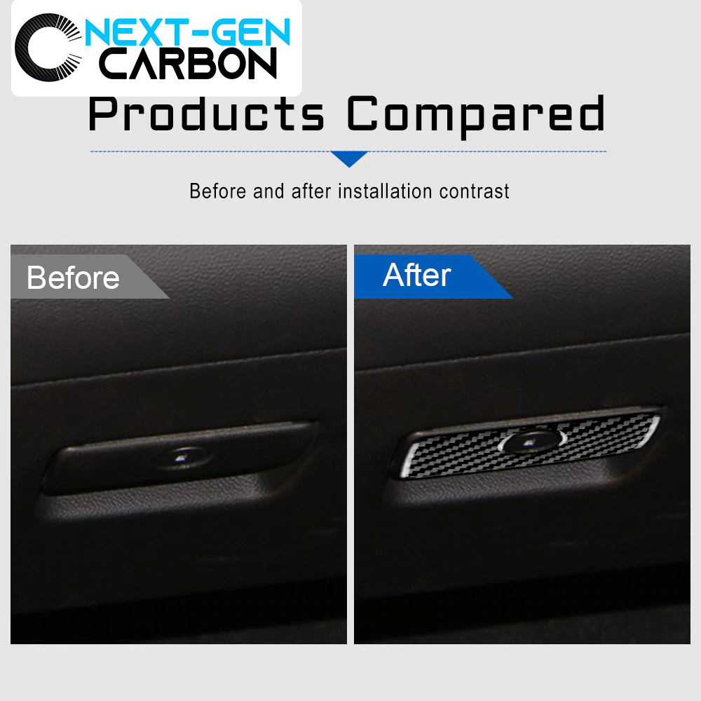 2010 - 15 Camaro Carbon Fiber Glove Box Handle Cover | Black / Red Carbon