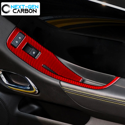 2013 - 15 Camaro Real Carbon Fiber Window Switch Panel Overlays (Coupe/Convertible) | Black, Red Carbon