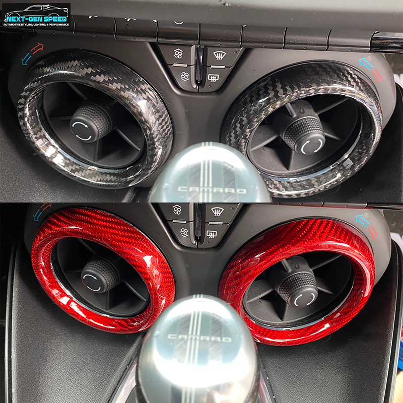 2016 - 24 Camaro Carbon Fiber Interior Air Vent Bezel Ring Covers (Black / Red / Blue)