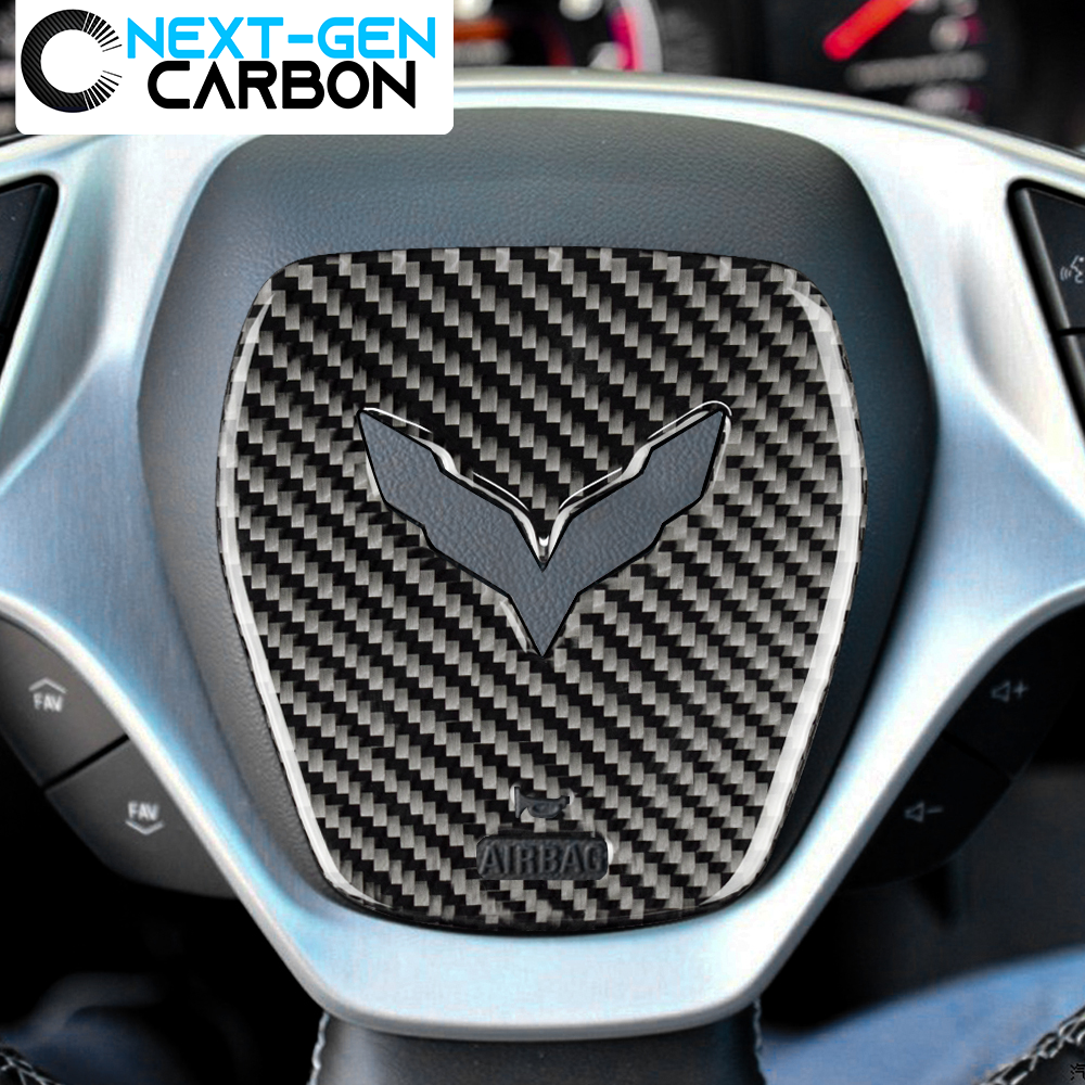 2014 - 19 C7 Corvette Real Carbon Fiber Center Steering Wheel Cover | Next-Gen Carbon