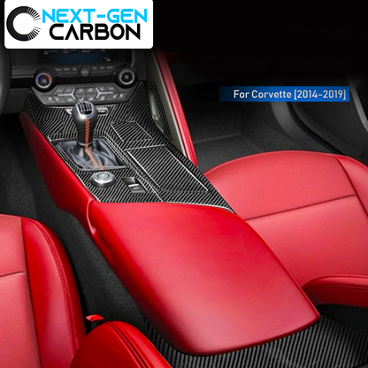 2014 - 19 C7 Corvette Carbon Fiber Center Console Overlay Cover Kit | Next-Gen Carbon