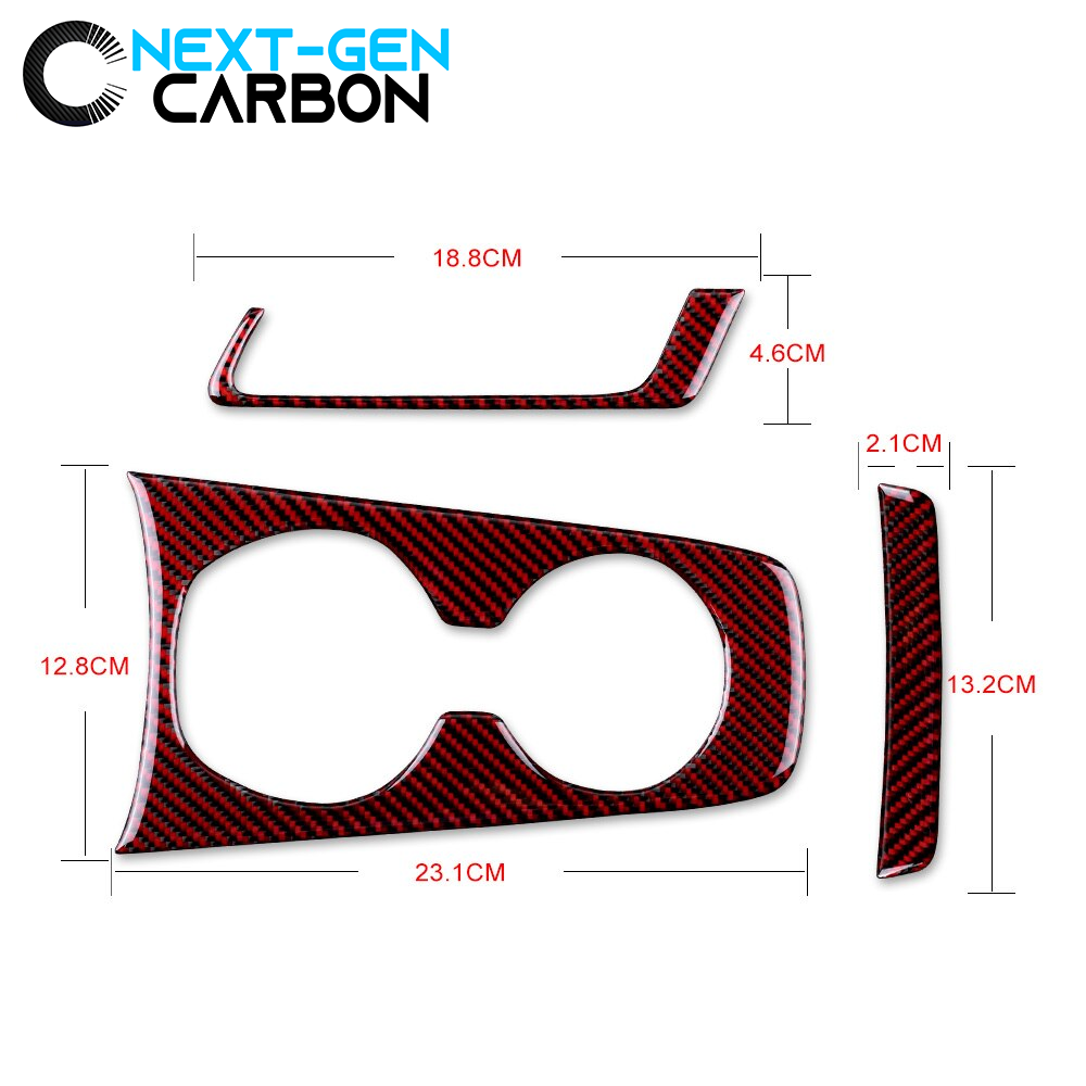 2010 - 15 Camaro Real Carbon Fiber Cup Holder Trim Overlay | Black / Red Carbon