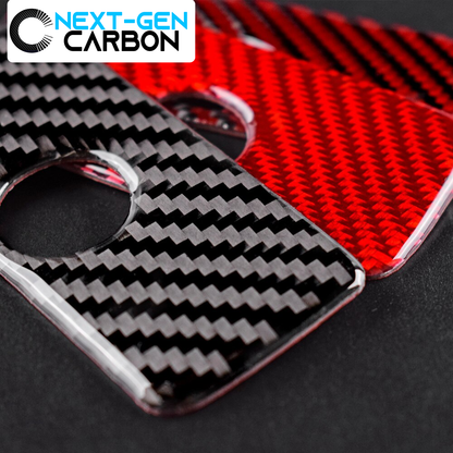 2010 - 15 Camaro Carbon Fiber Glove Box Handle Cover | Black / Red Carbon
