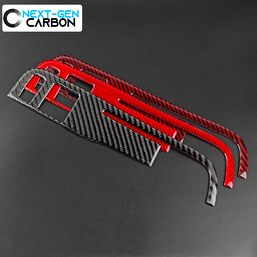 2013 - 15 Camaro Real Carbon Fiber Window Switch Panel Overlays (Coupe/Convertible) | Black, Red Carbon