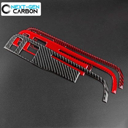 2013 - 15 Camaro Real Carbon Fiber Window Switch Panel Overlays (Coupe/Convertible) | Black, Red Carbon