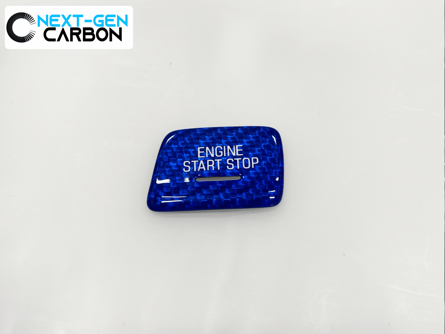 2016 - 24 6th Gen Camaro / 2014 - 19 C7 Corvette Blue Carbon Fiber Push Start Button Cover | Next-Gen Carbon