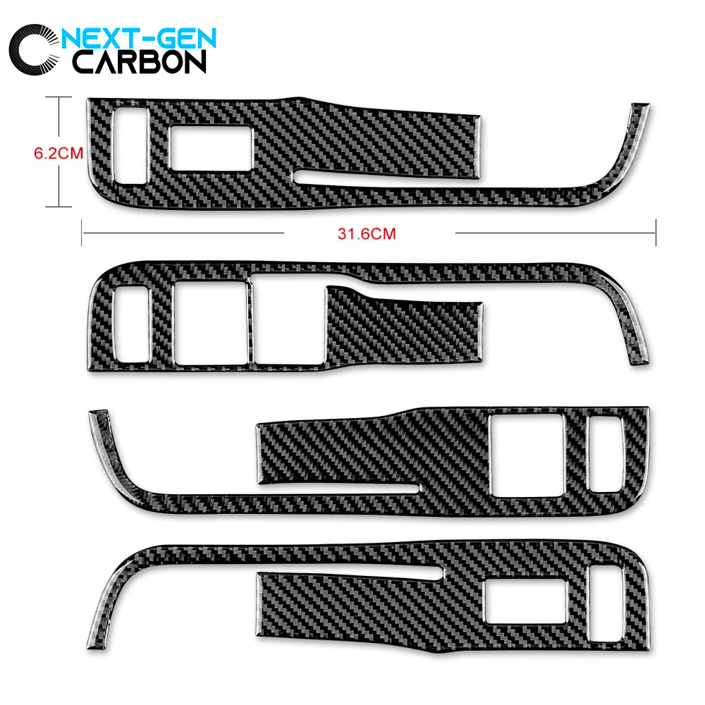 2013 - 15 Camaro Real Carbon Fiber Window Switch Panel Overlays (Coupe/Convertible) | Black, Red Carbon