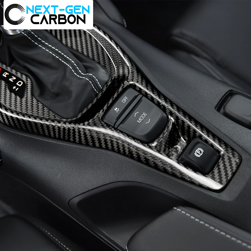 2016 - 24 Camaro Carbon Fiber Gear Shifter Console Trim Cover (Black/Red/Blue)