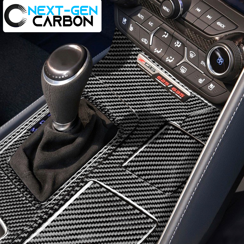 2014 - 19 C7 Corvette Carbon Fiber Center Console Overlay Cover Kit | Next-Gen Carbon