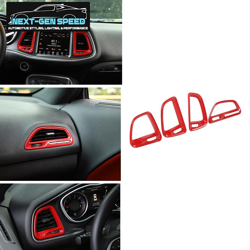 2015 - 24 Dodge Challenger Colored / Carbon Fiber Dashboard Vent Trim Kit