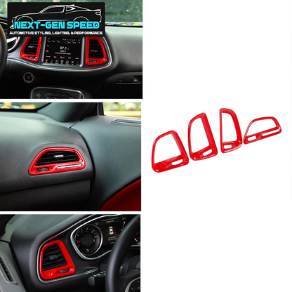 2015 - 24 Dodge Challenger Colored / Carbon Fiber Dashboard Vent Trim Kit