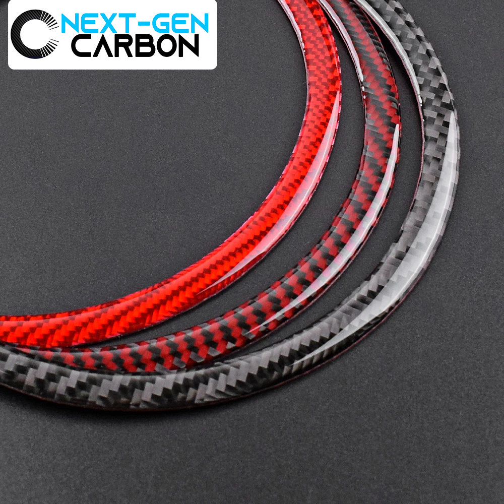 2010 - 15 Camaro Real Carbon Fiber Door Speaker Trim Rings Covers | Black / Red Carbon