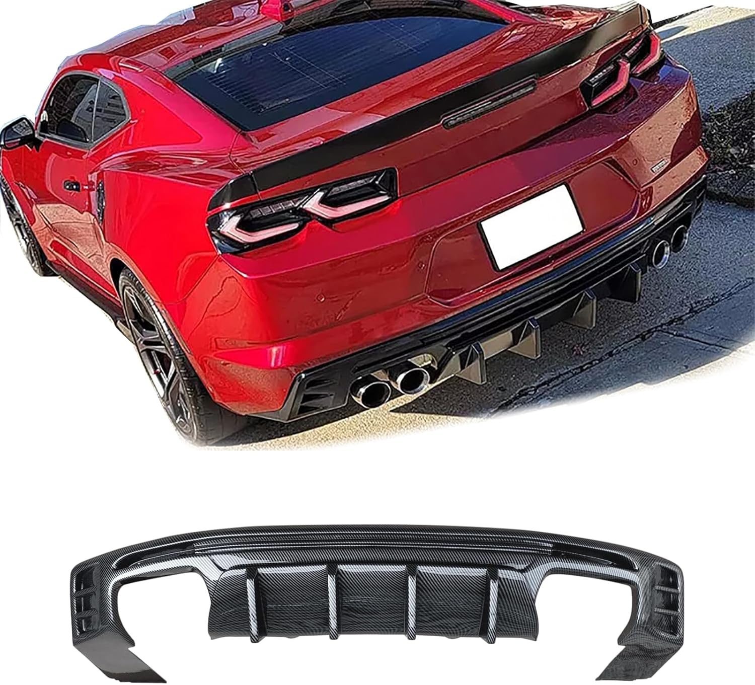 2016 - 24 Camaro Gloss/Matte/Carbon 3PC Diffuser | Single Tip/Quad Tip image 1