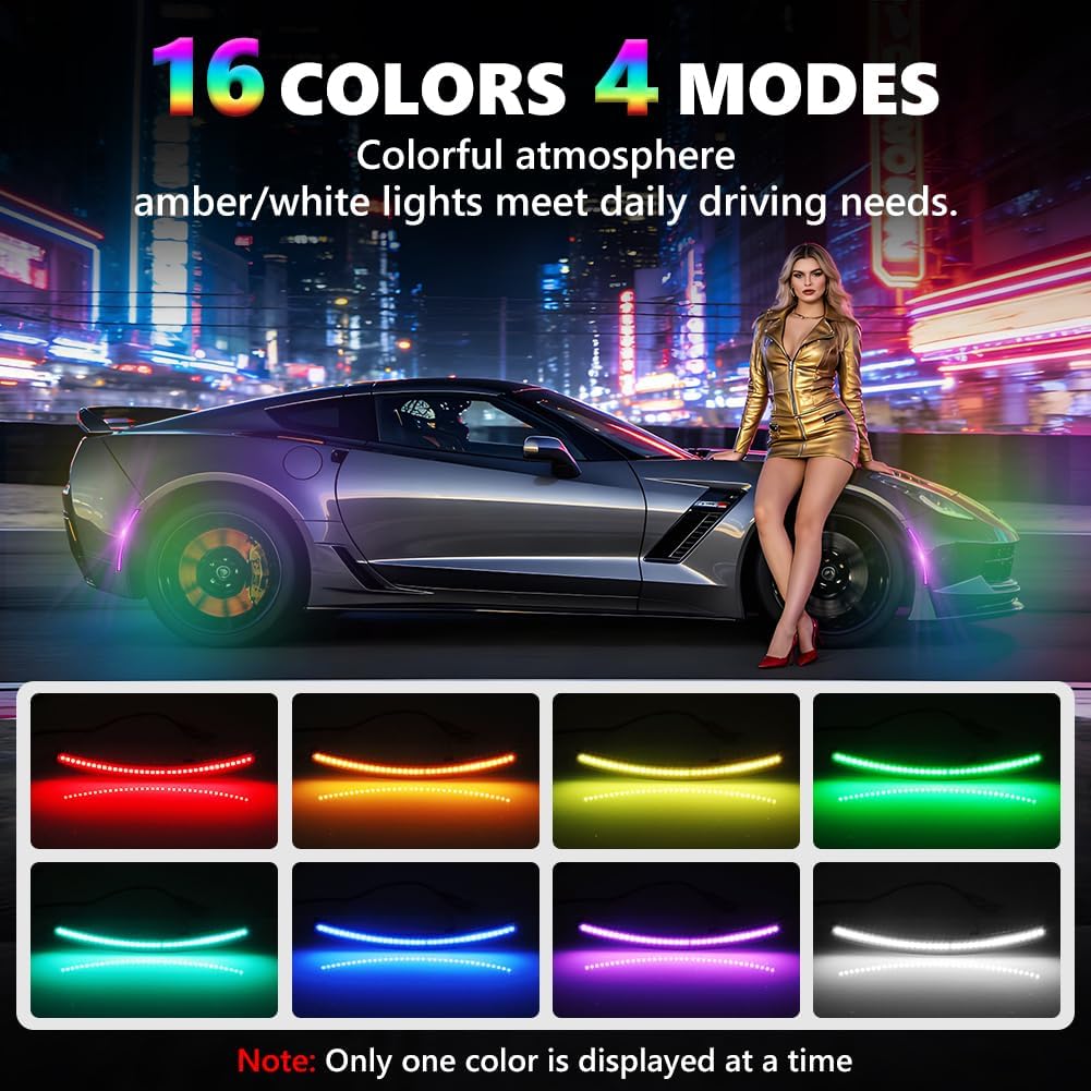 2014 - 19 Corvette C7 Smoked RGB LED Side Markers image 3