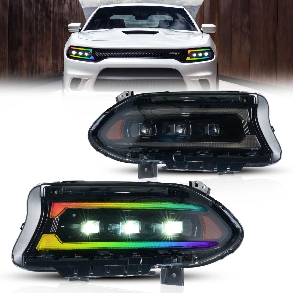 2015 - 24 Dodge Charger RGB Flow Triple Beam DRL Headlights image 0