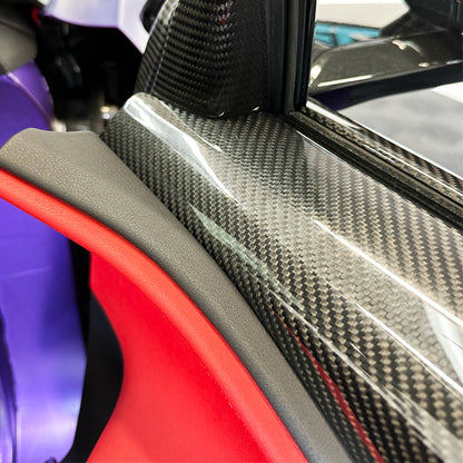 C8 Corvette Carbon Fiber Interior Door Upper Covers | Next-Gen Carbon